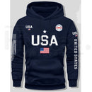 USA Flag Print Men’s Fleece Hoodie – United States Letter Print Unisex Knit Pullover for Couples & Students, 2026 Spring Fashion