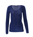 EGi Luxury Wool Silk Long Sleeve Top with Satin Trim. Proudly Made in Italy (1437)