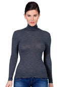 EGi Luxury Wool Silk Turtleneck Long Sleeve Top. Proudly Made in Italy (1494)