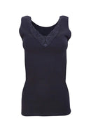 MaRe Premium Quality 100% Brushed Cotton Women's Tank Top with Macramé Lace. Proudly Made in Italy.