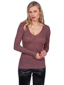 EGI Luxury Wool Silk V-Neck Long Sleeve Top. Proudly Made in Italy (1493)
