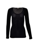 EGi Luxury Wool Silk Long Sleeve Top with Satin Trim. Proudly Made in Italy (1437)