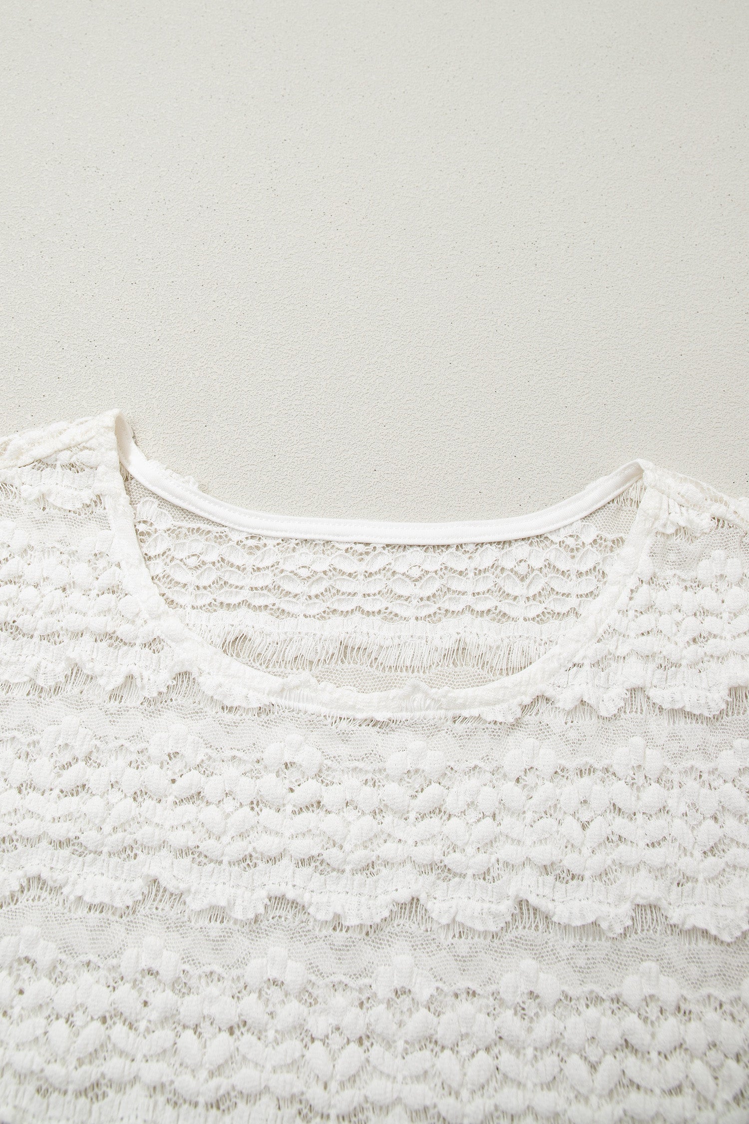 Solid Sheer Lace Short Sleeve Top