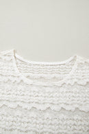 Solid Sheer Lace Short Sleeve Top