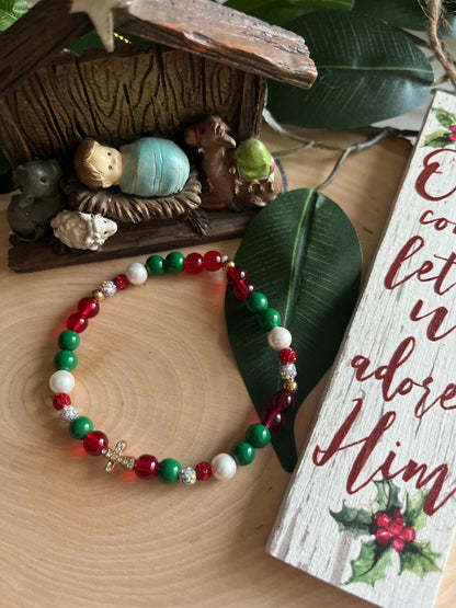 Christmas Cross Bead Bracelet Collection