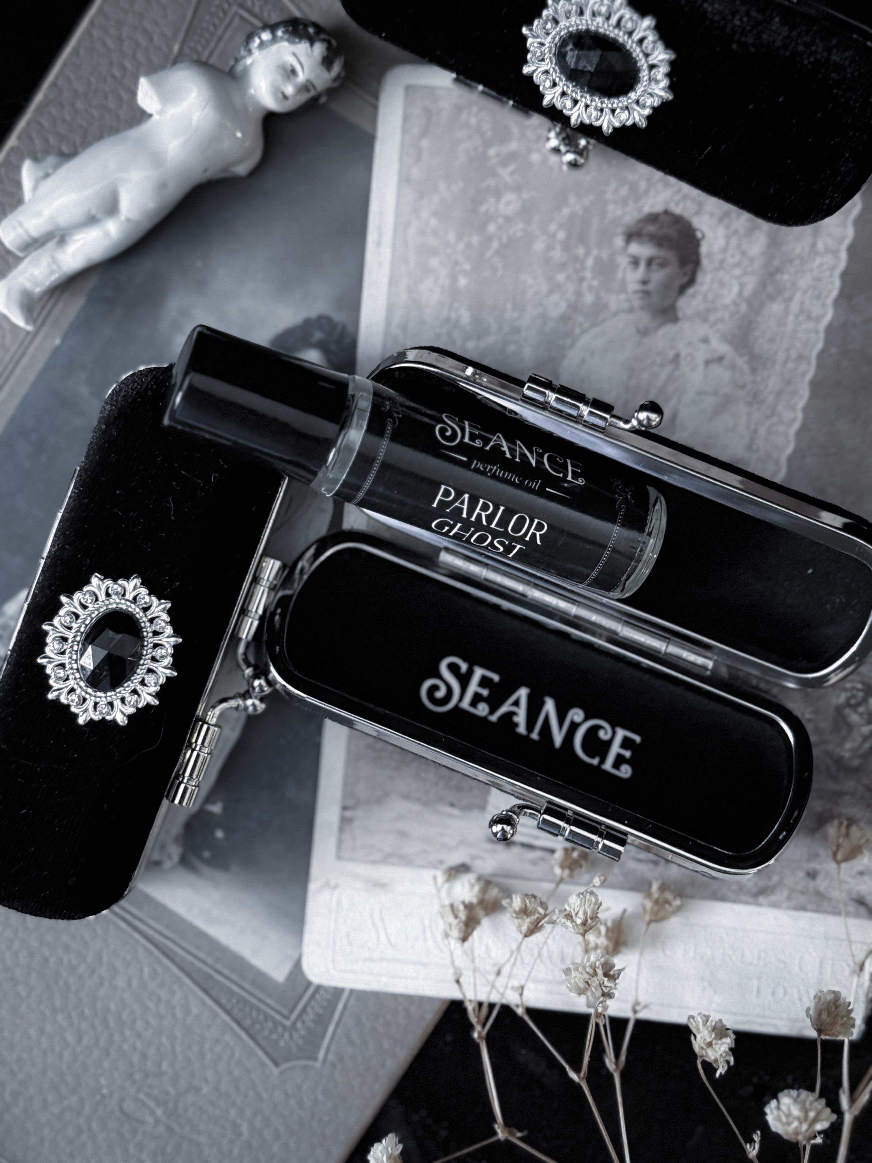The Mourning Compact - perfume carry case.