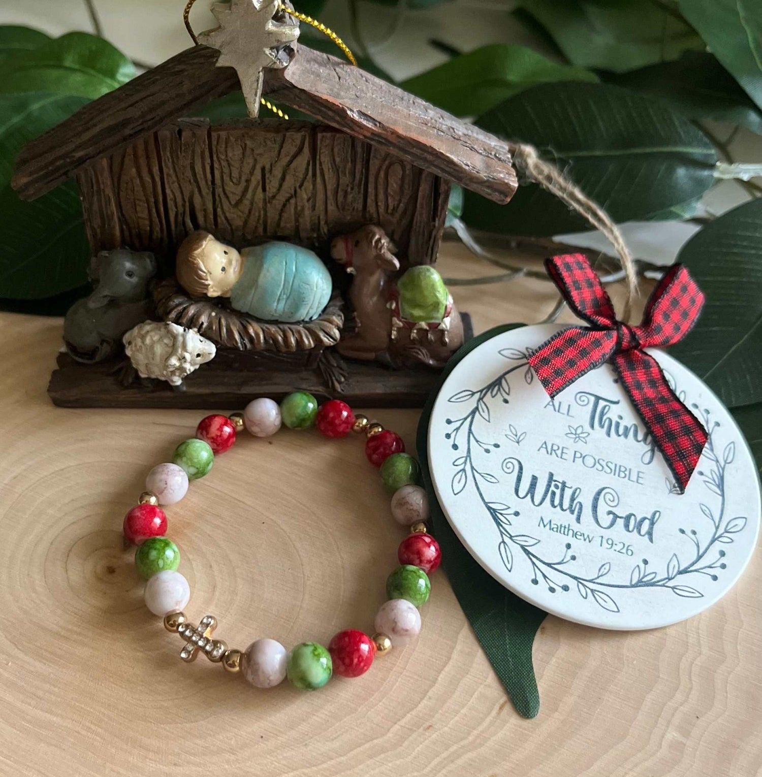 Christmas Cross Bead Bracelet Collection