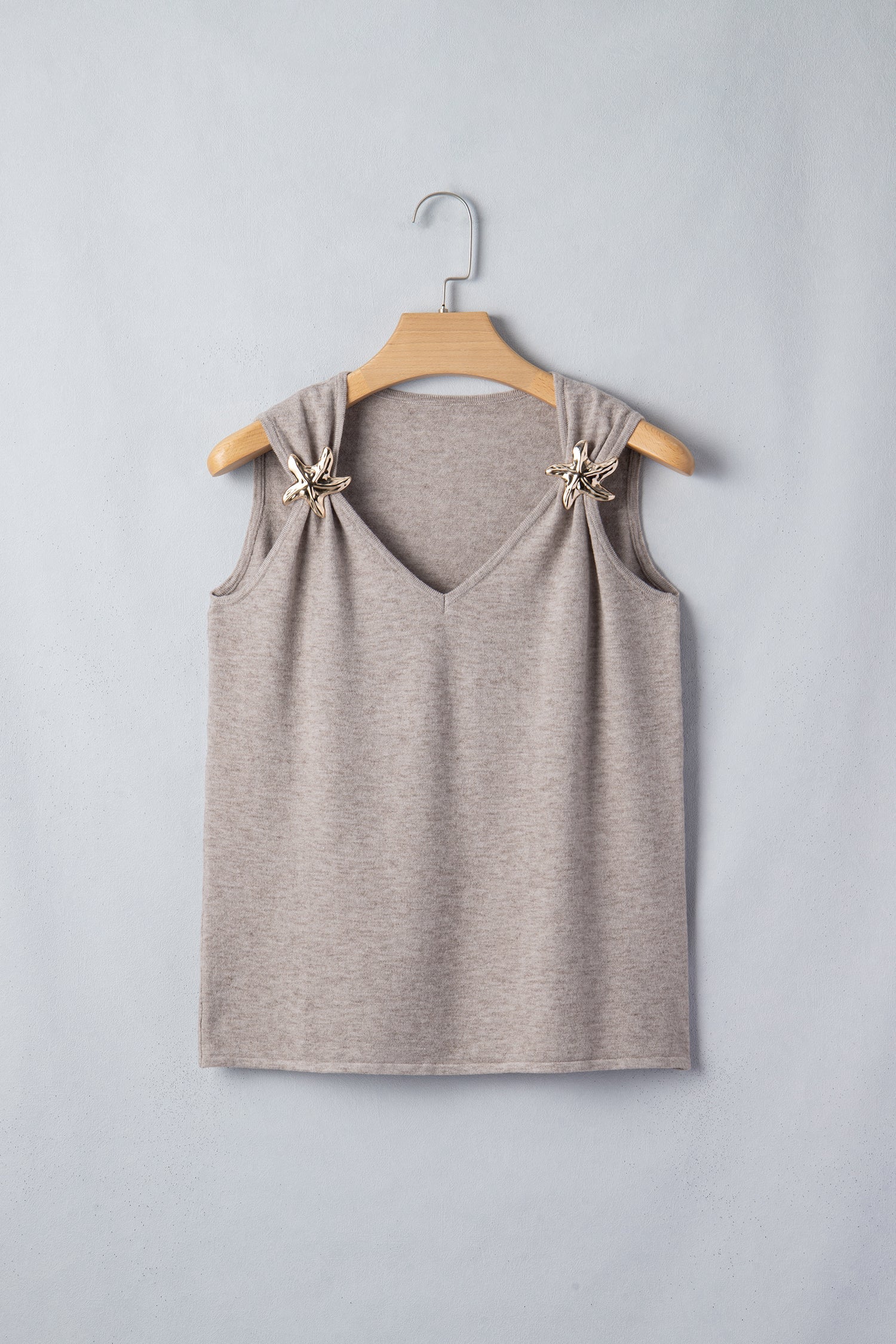 Metal Starfish V-Neck Sweater Knit Tank Top