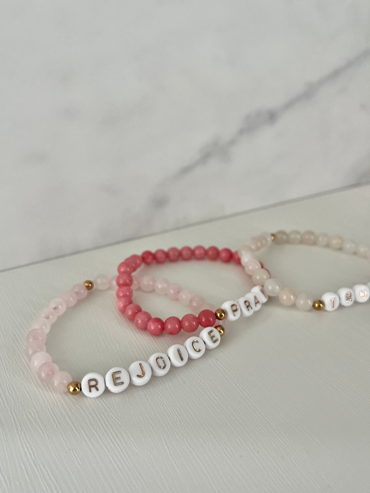 Rejoice Pray Trust Opal Bracelet Set