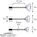 CZ Flat Back Stud Earrings - 3 Pairs