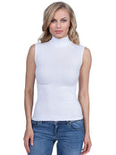 BASIC COTTON Free Spirit Premium Quality Cotton Women's Mock-Neck Sleeveless Top Made in Italy (672)