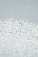 Lace Ruffle Round Neck Flounce Sleeve Blouse