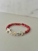 Pray Red Faceted Beaded Bracelet | Handmade Christian Jewelry