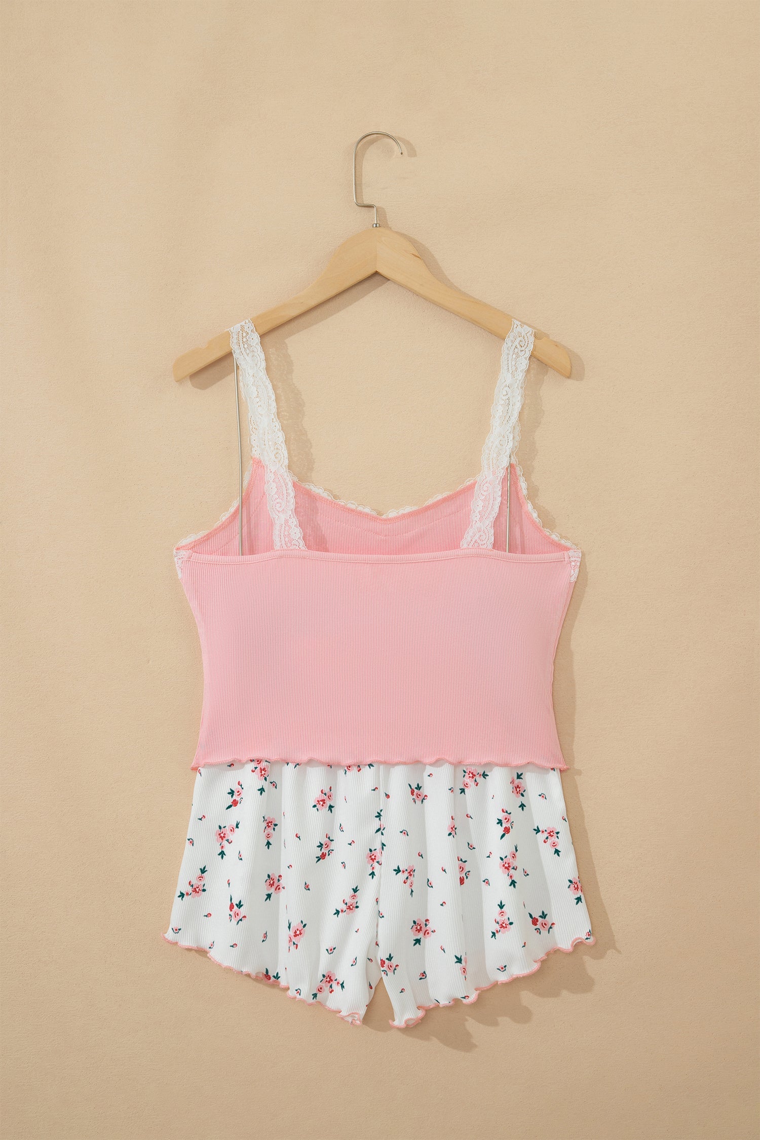 Floral Ribbed Crop Top &amp; Shorts Lounge Set