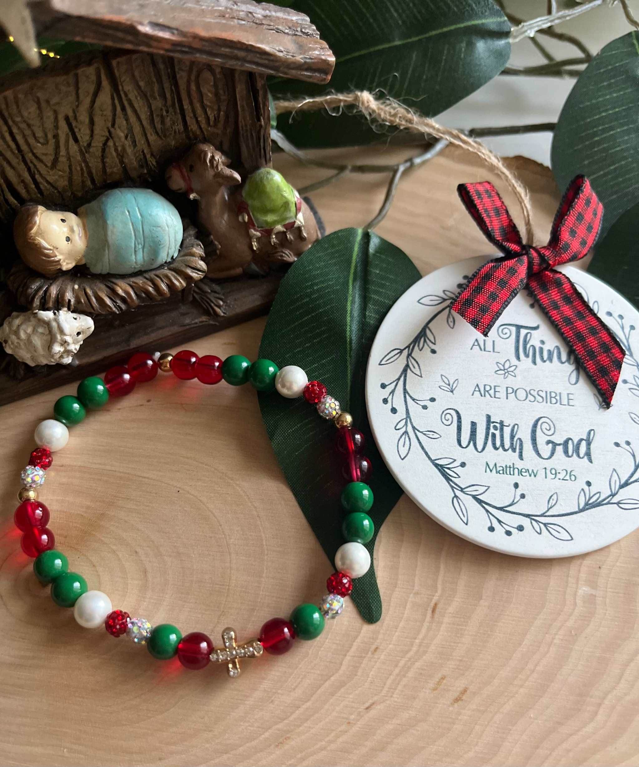 Christmas Cross Bead Bracelet Collection