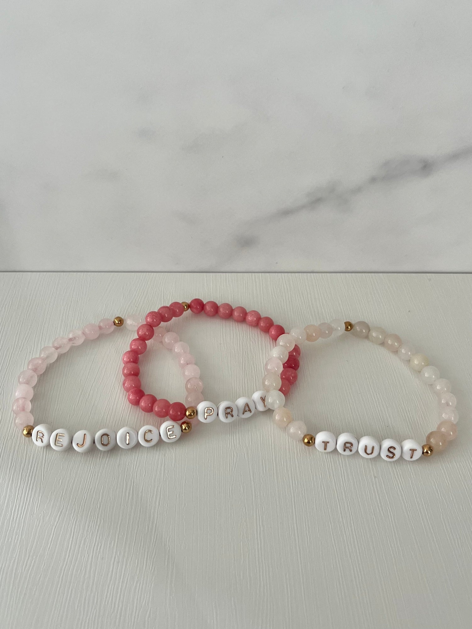 Rejoice Pray Trust Opal Bracelet Set