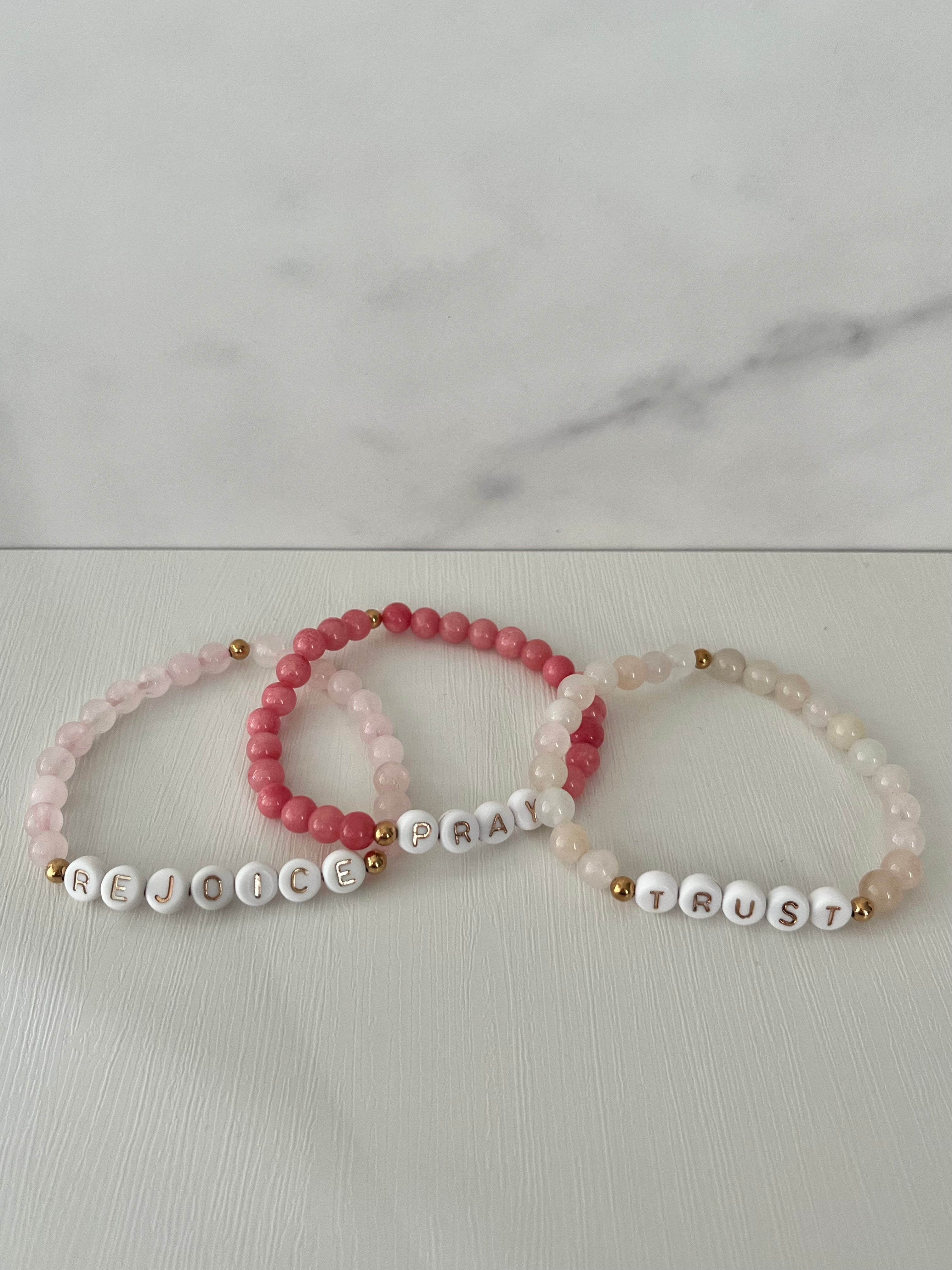 Rejoice Pray Trust Opal Bracelet Set