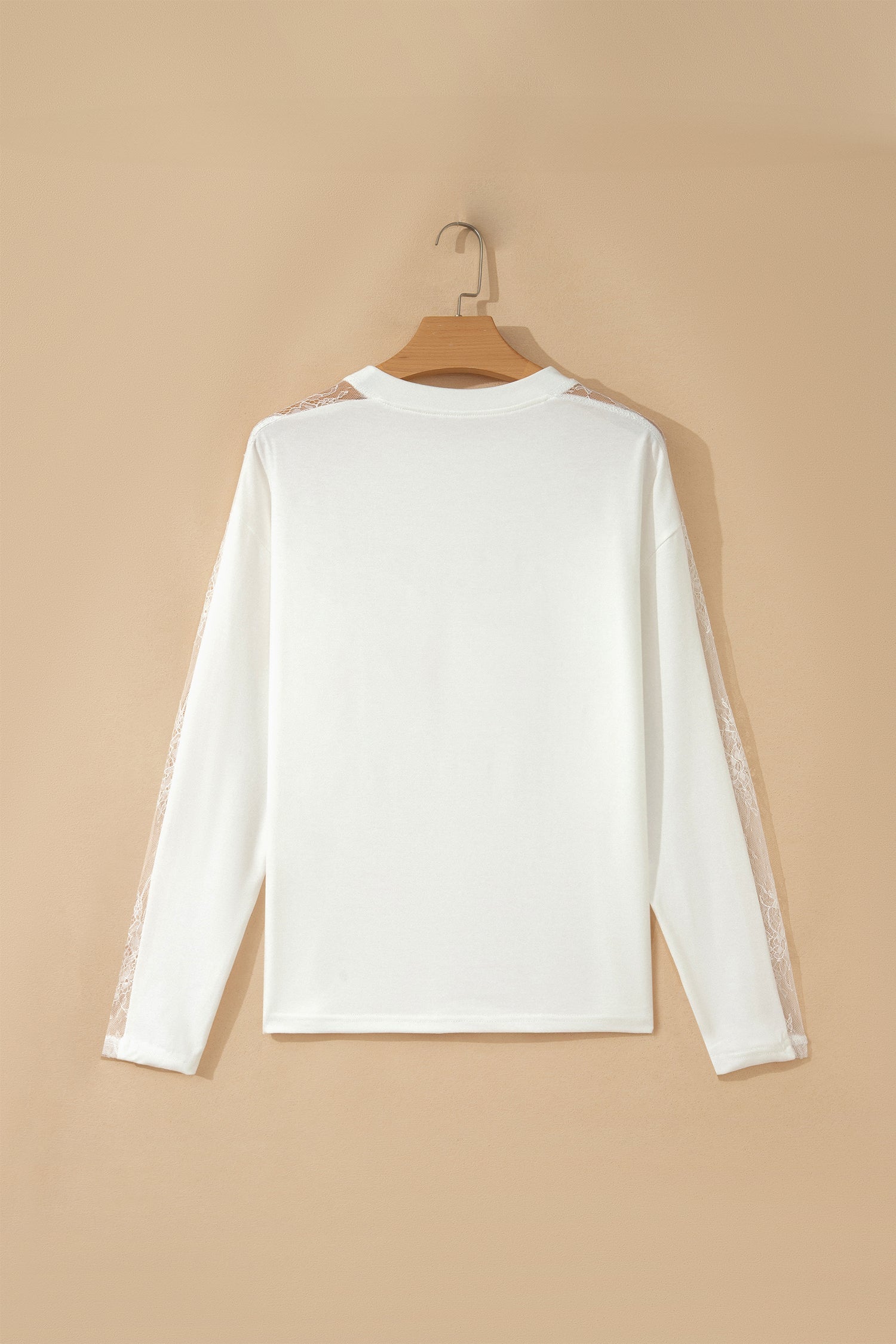Lace Sleeve Round Neck Long Sleeve Top