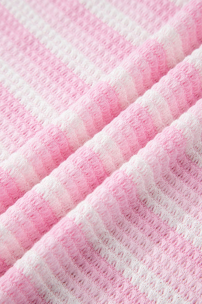 Stripe Waffle Knit Short Sleeve T-Shirt