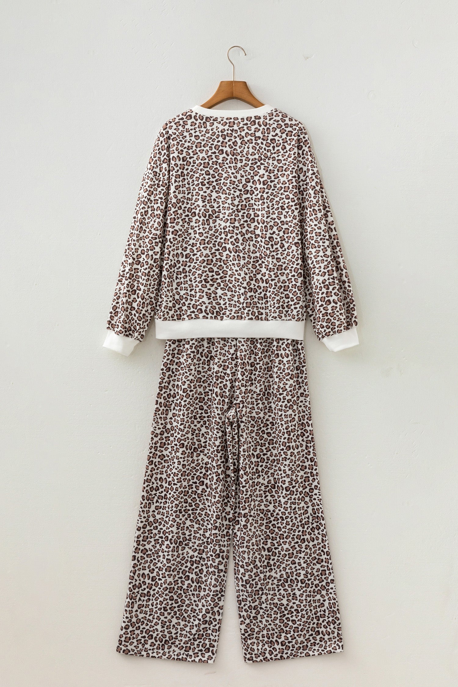 Leopard Bow Embroidered Colorblock Top &amp; Pants Set