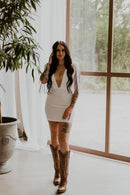 Dallas' Fringe Deep Neck Mini Dress