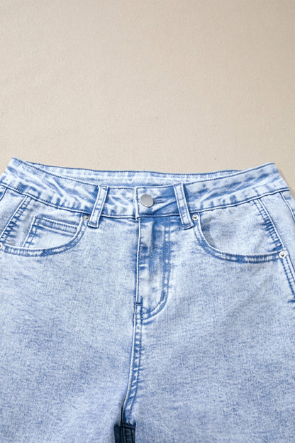 Light Wash Elastic Waist Barrel Jeans