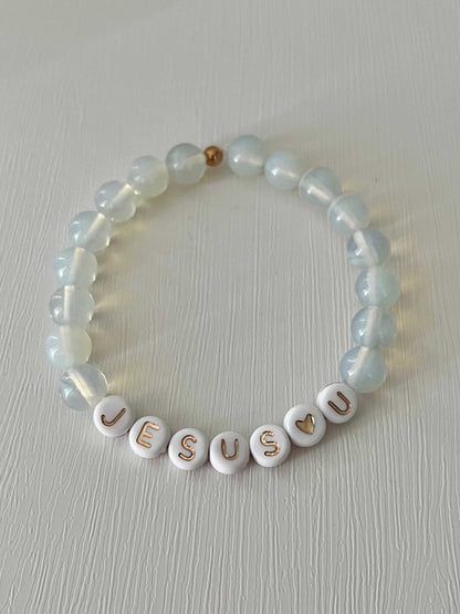 Jesus Loves U Bead Bracelet – Marble Faith-Inspired Jewelry
