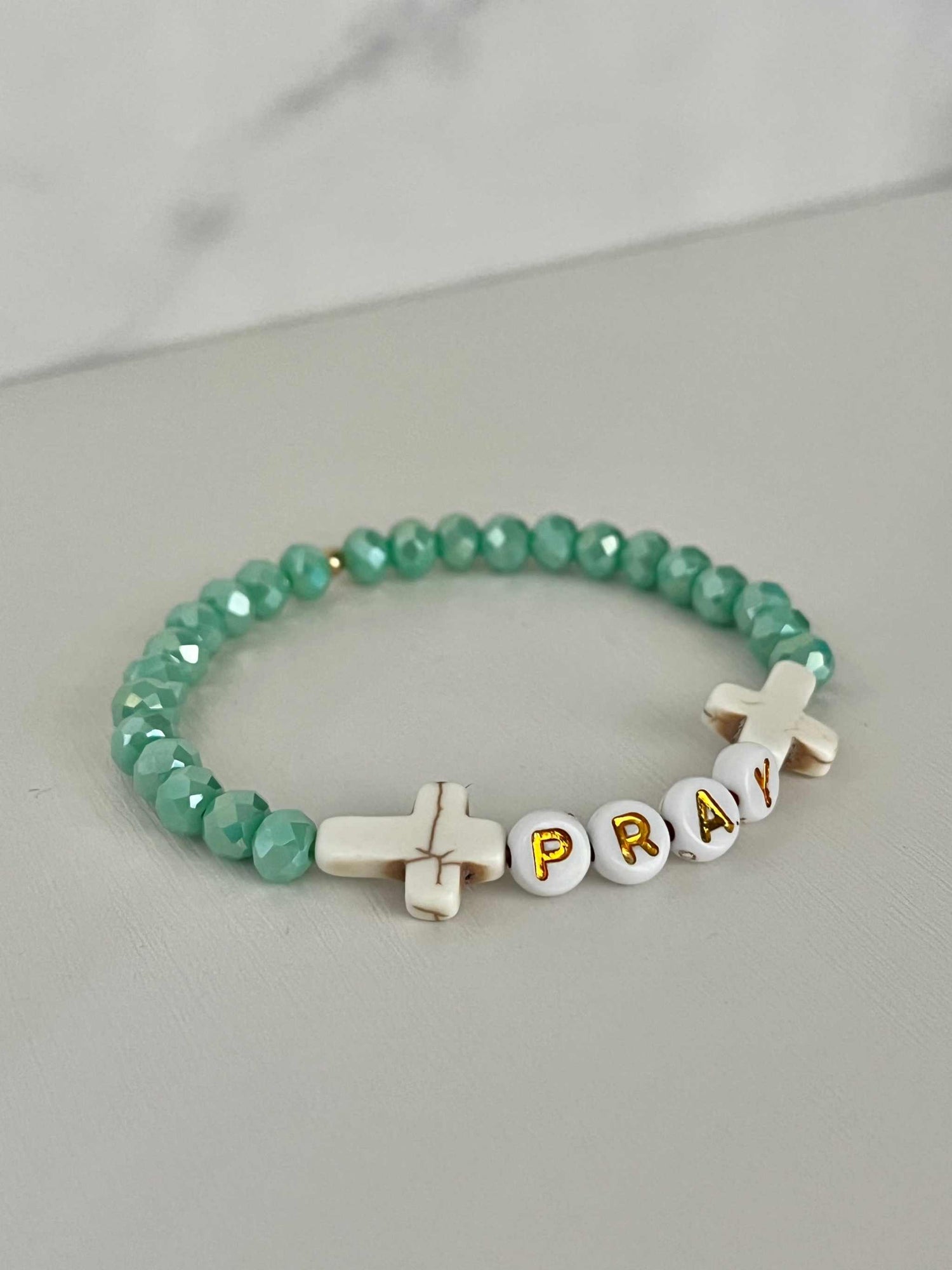 PRAY Mint Faceted Beaded Bracelet | Beautiful Faith-Inspired Jewelry