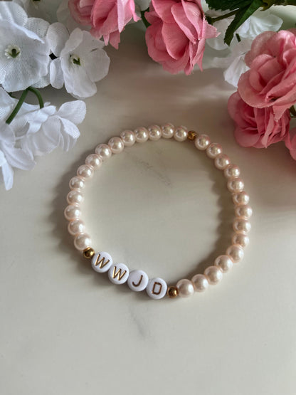 WWJD Bead Bracelet - Multi-Color Natural Stone Faith Jewelry