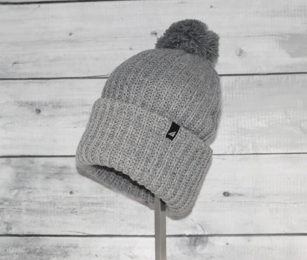 Adult Acrylic Ribbed Cuff with Matching Pom Hat