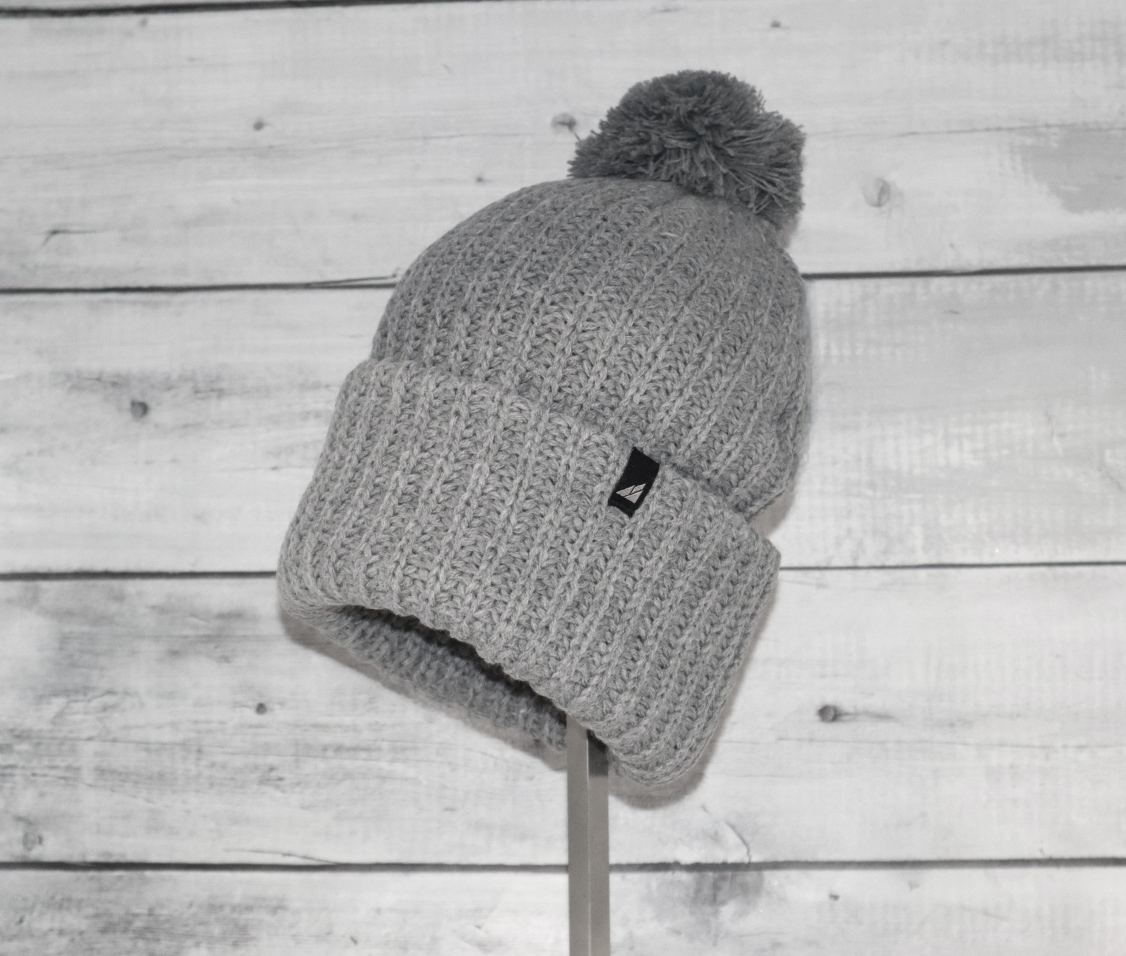 Adult Acrylic Ribbed Cuff with Matching Pom Hat