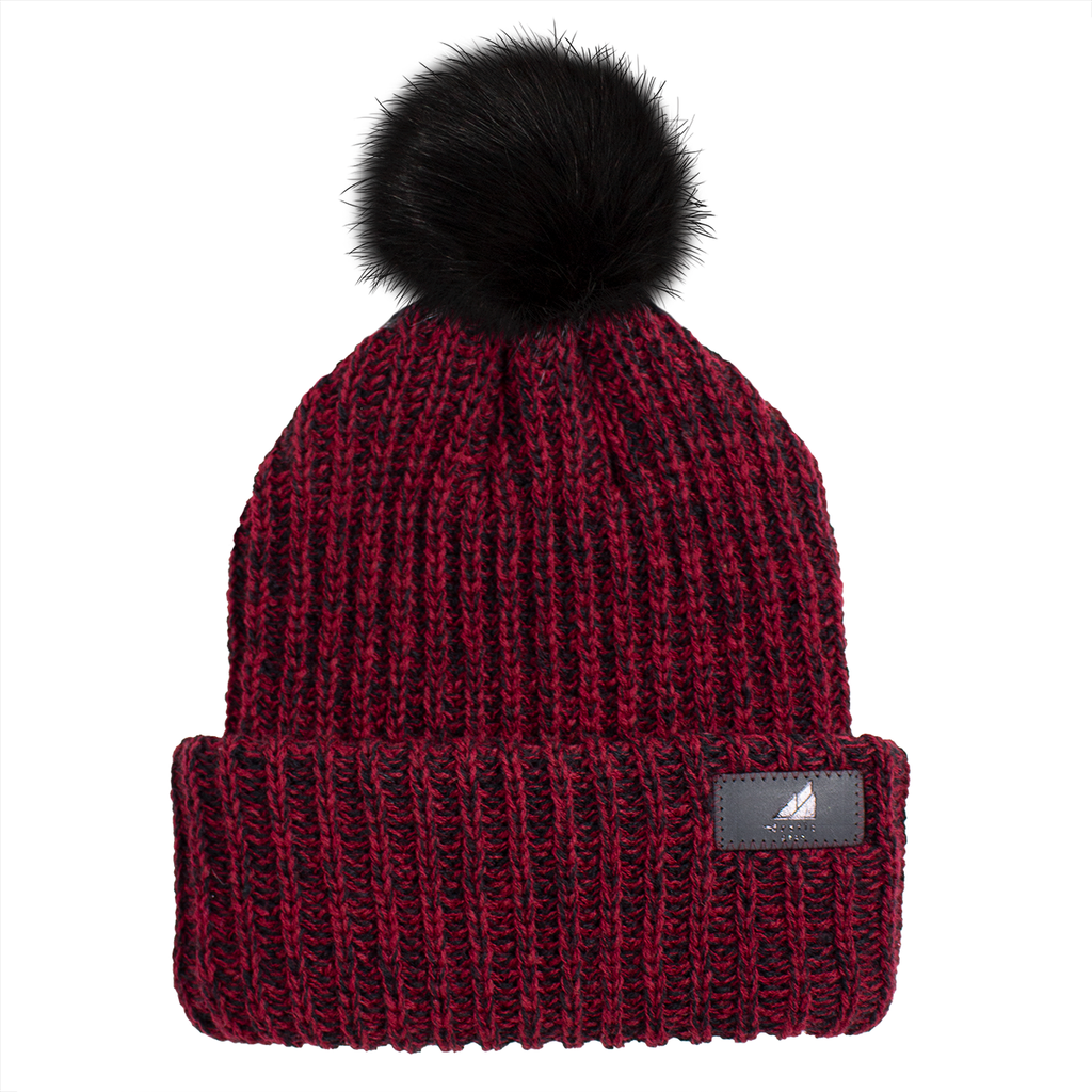Adult Acrylic Ribbed Cuff with Pom Hat
