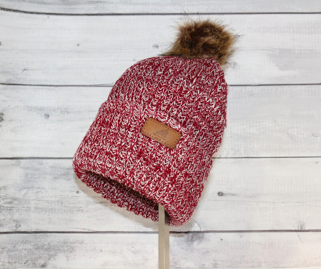 Adult Acrylic Ribbed Cuff with Pom Hat