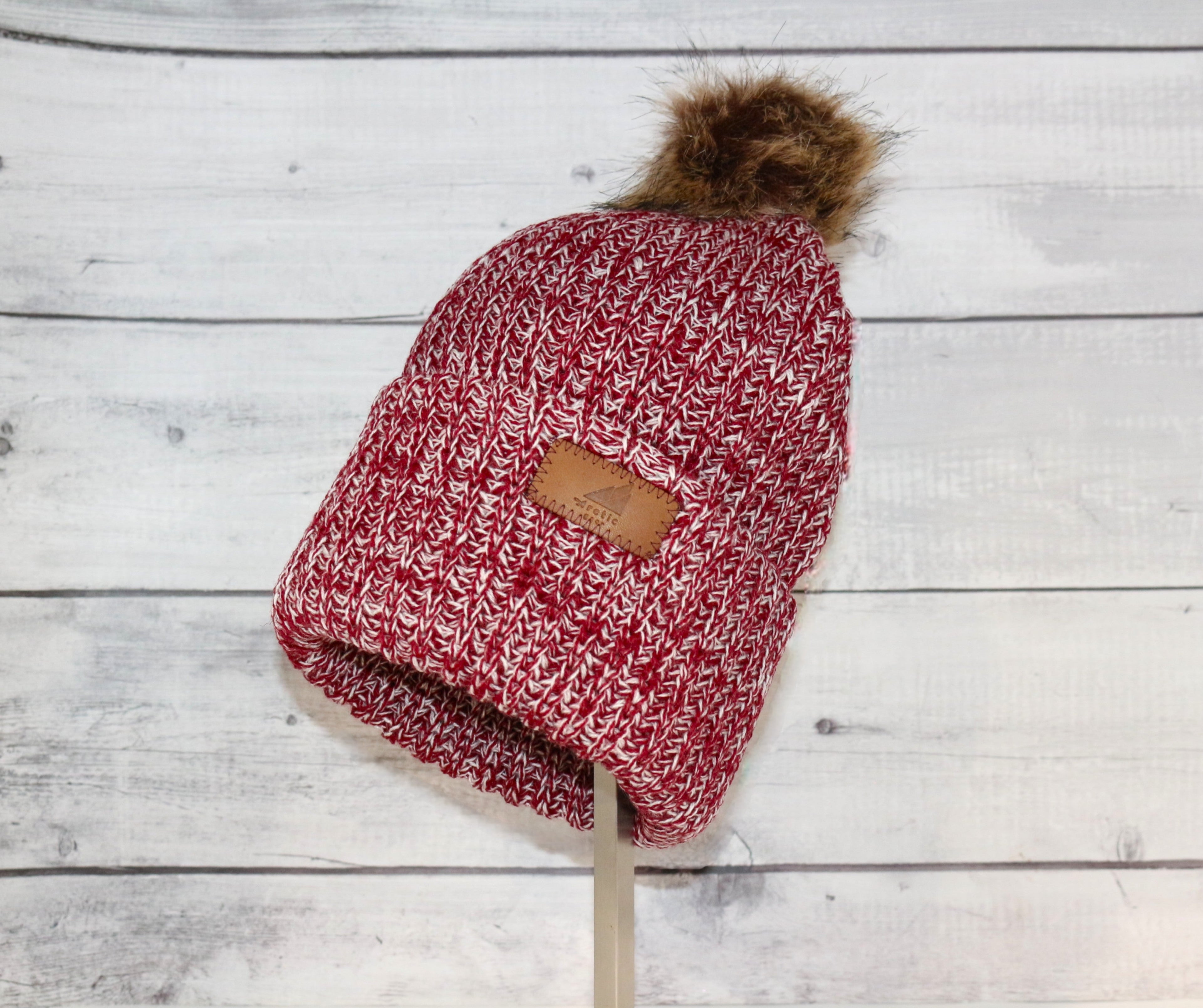 Adult Acrylic Ribbed Cuff with Pom Hat