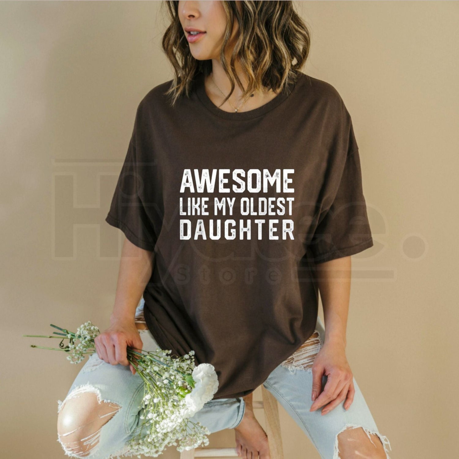 "Awesome Like My Oldest Daughter" Dad Joke Classic T-Shirt – 100% Cotton Funny Tee