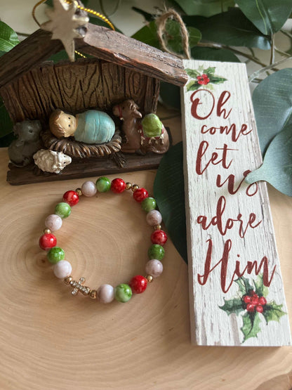 Christmas Cross Bead Bracelet Collection