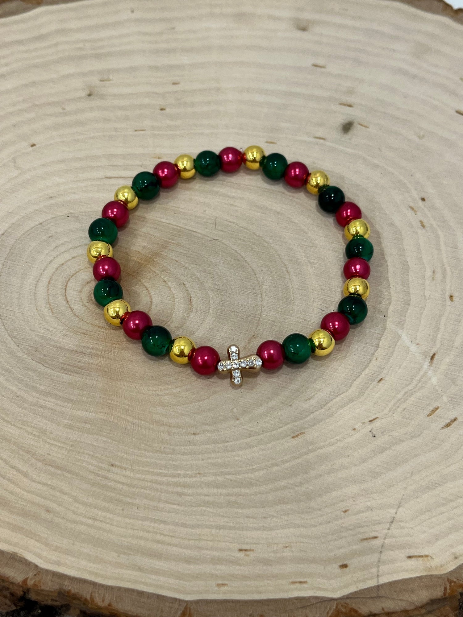 Christmas Cross Bead Bracelet Collection