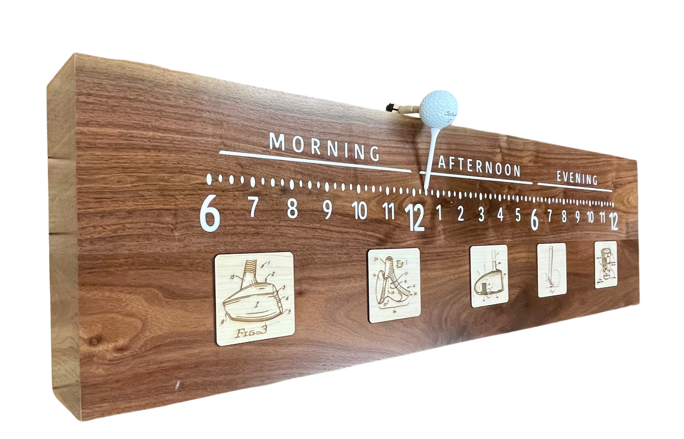 Baffie: 3-foot Walnut/resin golf clock
