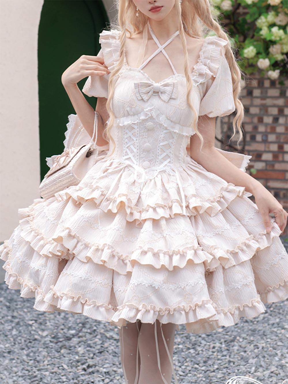 Ballet Style Doll Sense Sweet Lolita Bowknot Tail Puff Sleeves Dress OP | ZAKAPOP