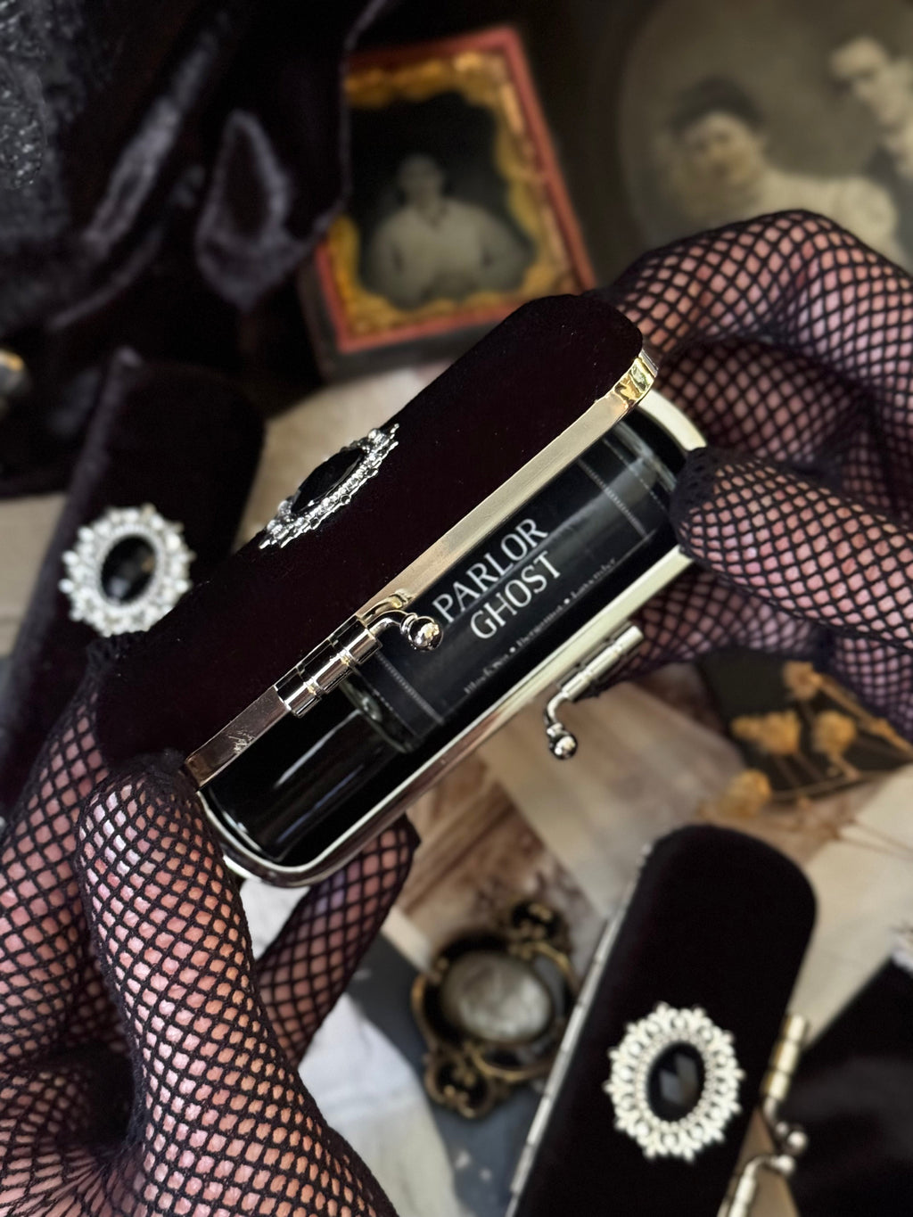 The Mourning Compact - perfume carry case.