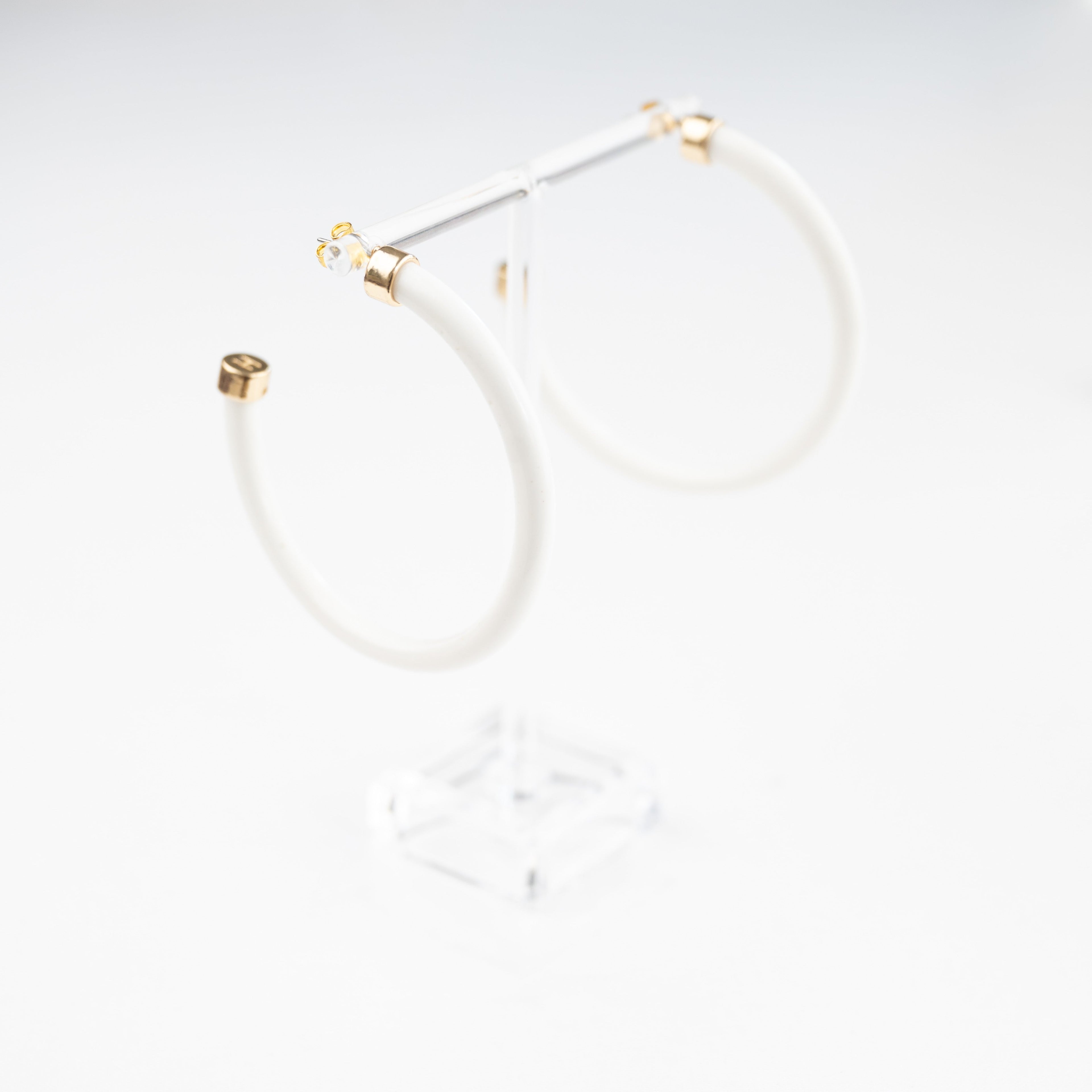 White Hoop Earrings