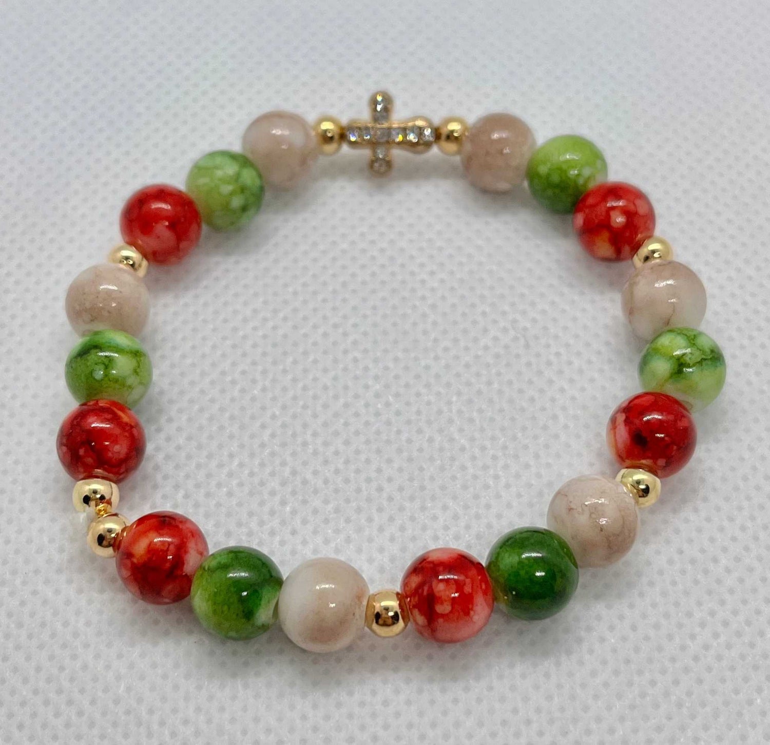 Christmas Cross Bead Bracelet Collection