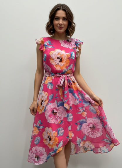 Shelby &amp; Palmer Floral Ruffled Sleeve Dress