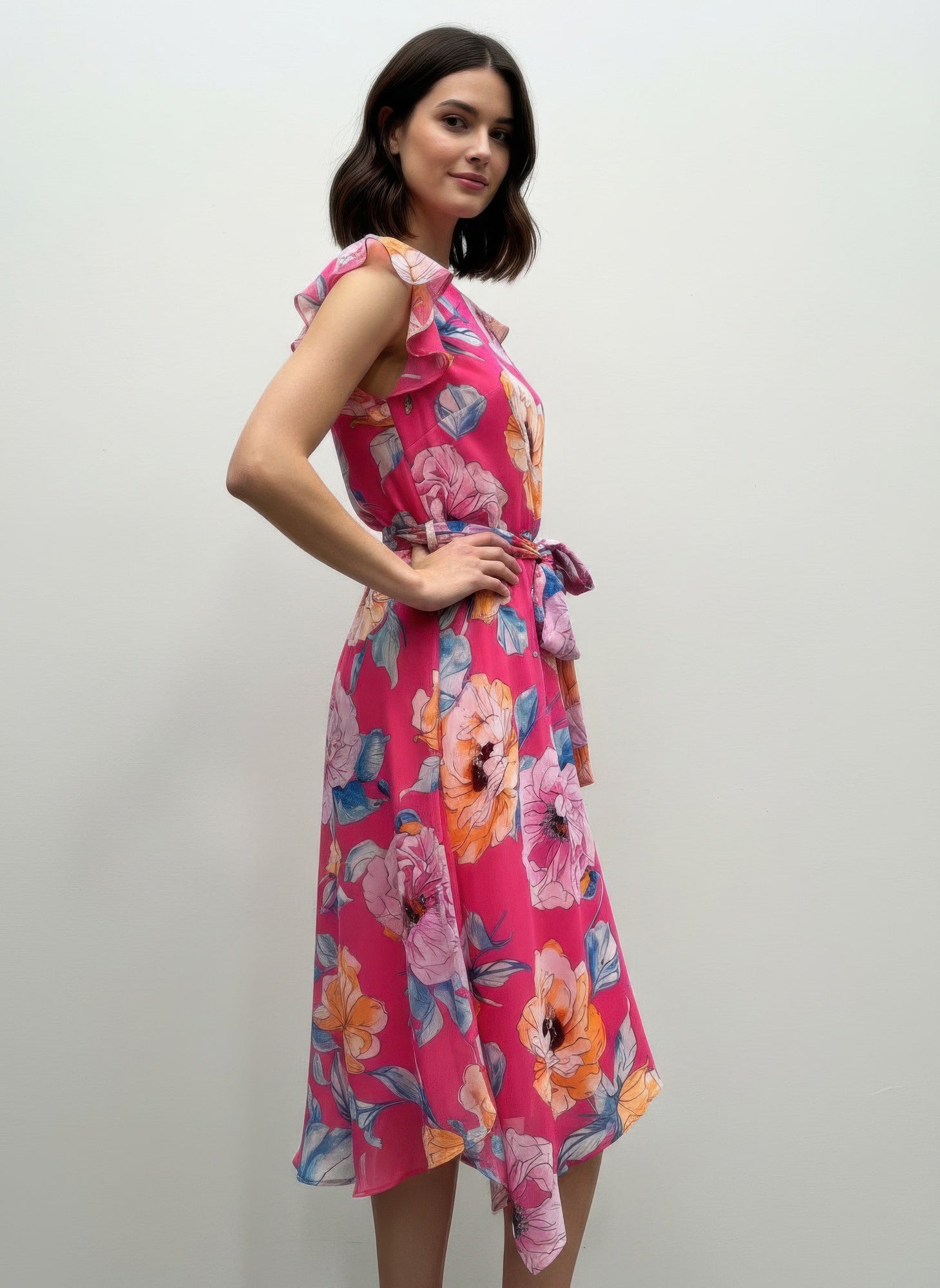 Shelby &amp; Palmer Floral Ruffled Sleeve Dress