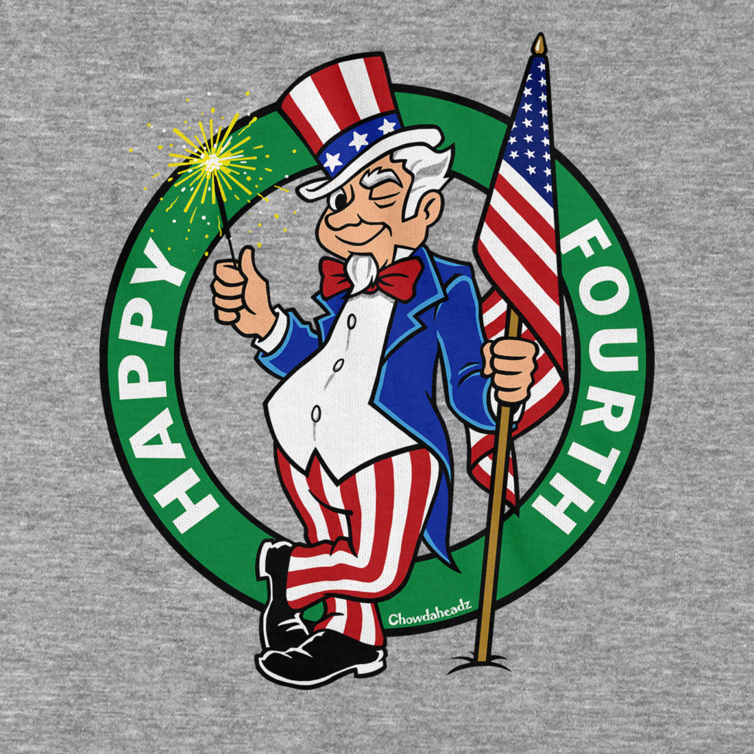 Happy Fourth Uncle Sam USA Circle Logo T-Shirt