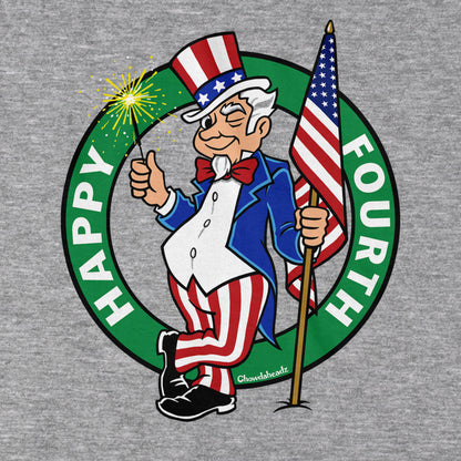 Happy Fourth Uncle Sam USA Circle Logo T-Shirt