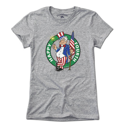 Happy Fourth Uncle Sam USA Circle Logo T-Shirt