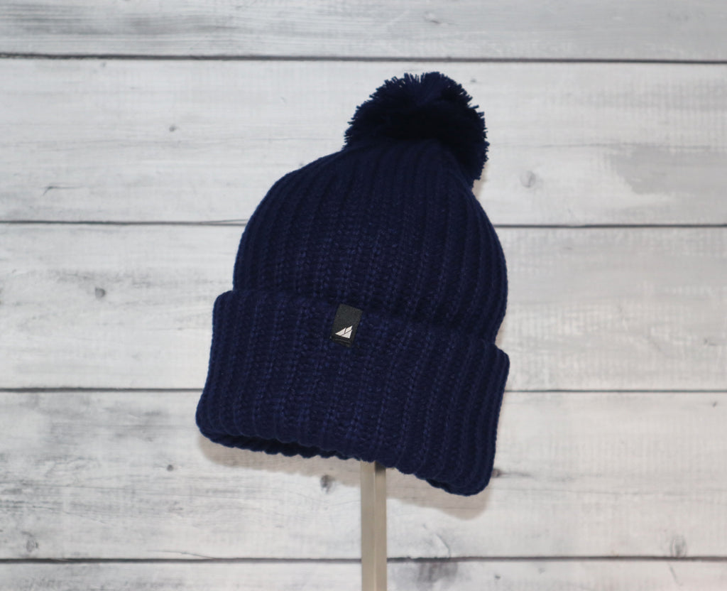 Child Acrylic Ribbed Cuff with Matching Pom Hat