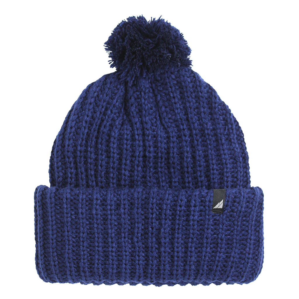 Child Acrylic Ribbed Cuff with Matching Pom Hat