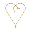 Dainty Pearl Cross Necklace